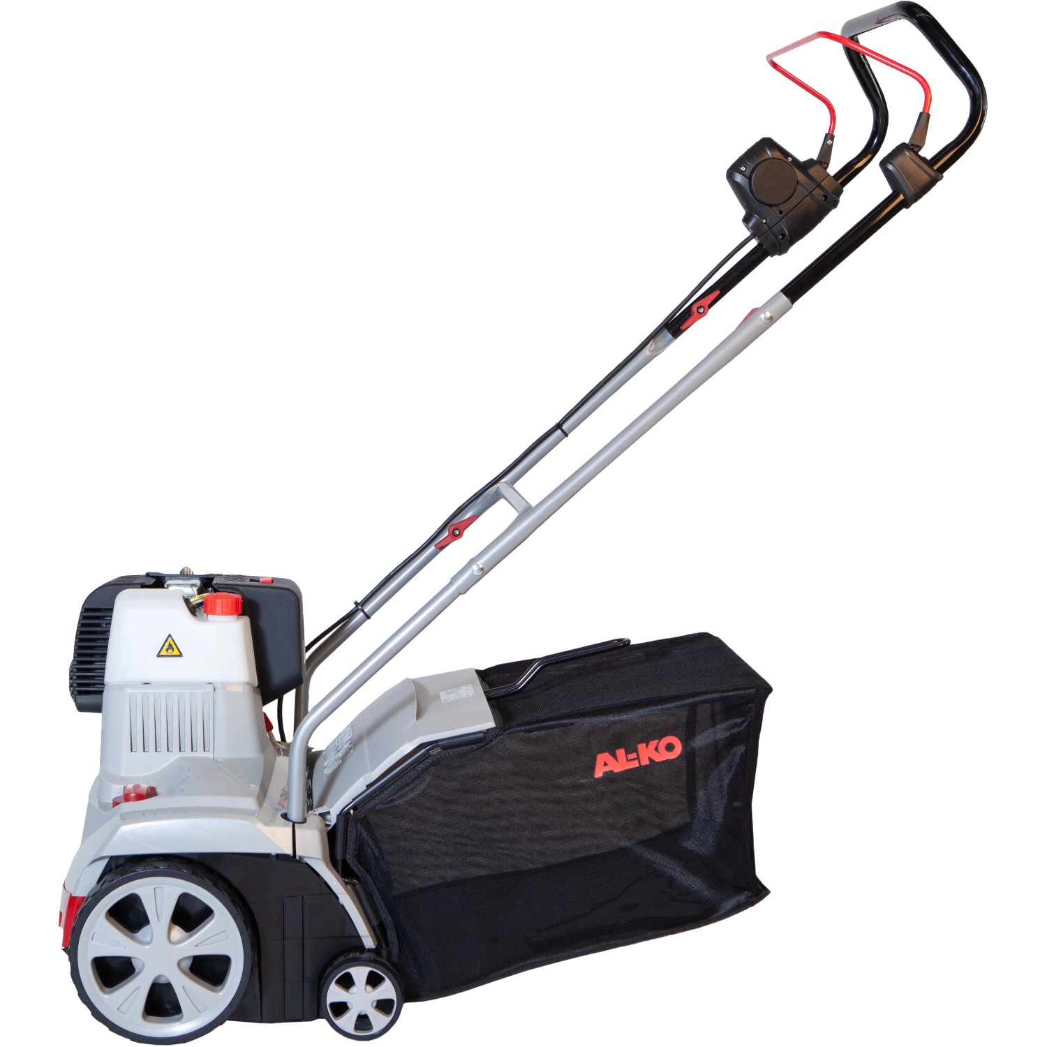 Al-Ko Benzin-Vertikutierer Combi Care 38 P Comfort mit Fangkorb, seitliche Ansicht.