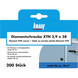 Knauf Diamantschrauben XTN 3,9x38 mm, 200 Stück, für Gipskartonplatten.