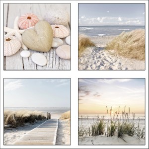 Memo-Art Magnet mit 4 Strandmotiven, 11,5 x 15 cm, für Pinnwände & Memoboards.