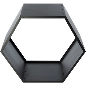 Schwarzes, sechseckiges Westmann Kaminholzregal Biene aus Stahl, 88x45x77 cm.