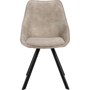 Kayoom Polsterstuhl Cowboy 110 im 2er-Set, hellbraun mit schwarzen Metallbeinen.