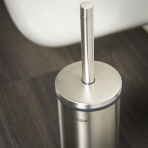 Freistehende Tiger WC-Bürstengarnitur Boston aus gebürstetem Edelstahl.