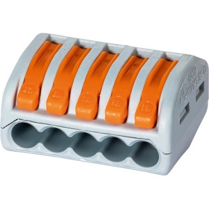 Graue Wago Hebelklemme, 5-polig, 10er-Set zum einfachen Verbinden von Drähten.