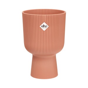 Elho Übertopf Vibes Fold Coupe, zartrosa, 14x13,9x21cm. Moderner Pflanztopf mit Rippenmuster.