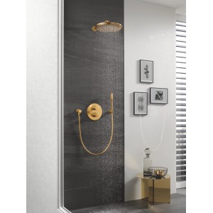 Grohe Rainshower Cosmopolitan 310 Kopfbrause-Set, Cool Sunrise gebürstet, mit Brausearm.