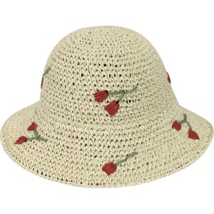Strohhut Damen Beige Blumen Gr. 57