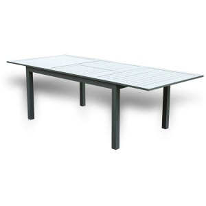 Ausziehbarer, anthrazitfarbener Home Deluxe Gartentisch Casa, 240/160x100x74 cm.