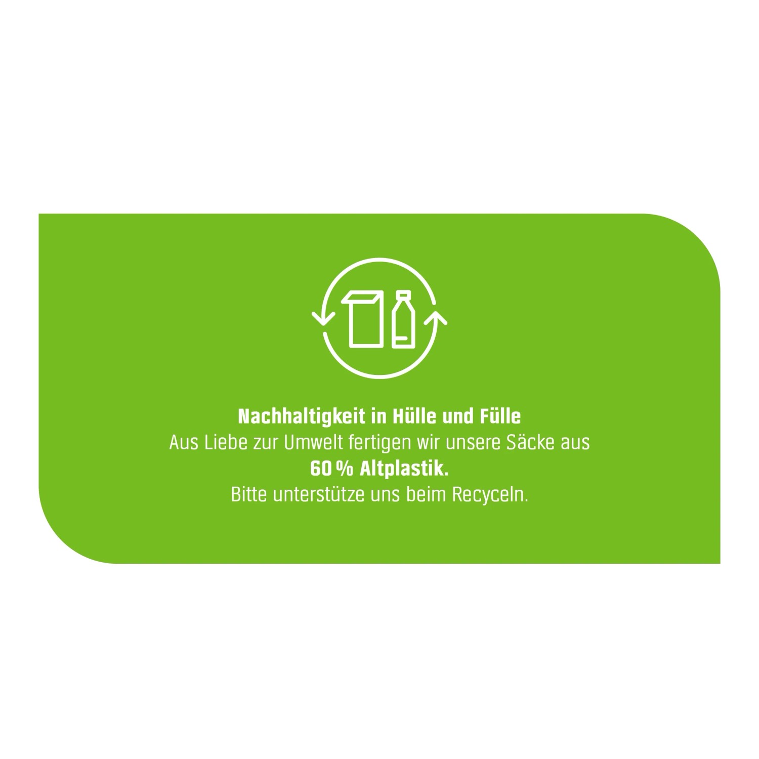 Hinweis zur Nachhaltigkeit der Bittersalz-Verpackung: Recycelter Kunststoff.