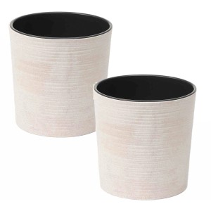 Siena Garden Pflanzgefäß 2er Set Eco Lens Weiß, Ø25cm, aus Kunststoff mit Holzfaseranteil.