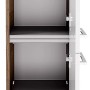 Fackelmann Verona Bad-Hochschrank, 30 cm, Nussbaum/Weiß Hochglanz, mit offenen Regalfächern.