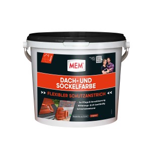 Eimer MEM Dach- und Sockelfarbe, Ziegelrot, 5 kg. Flüssige Bitumenfarbe für Dach und Sockel.