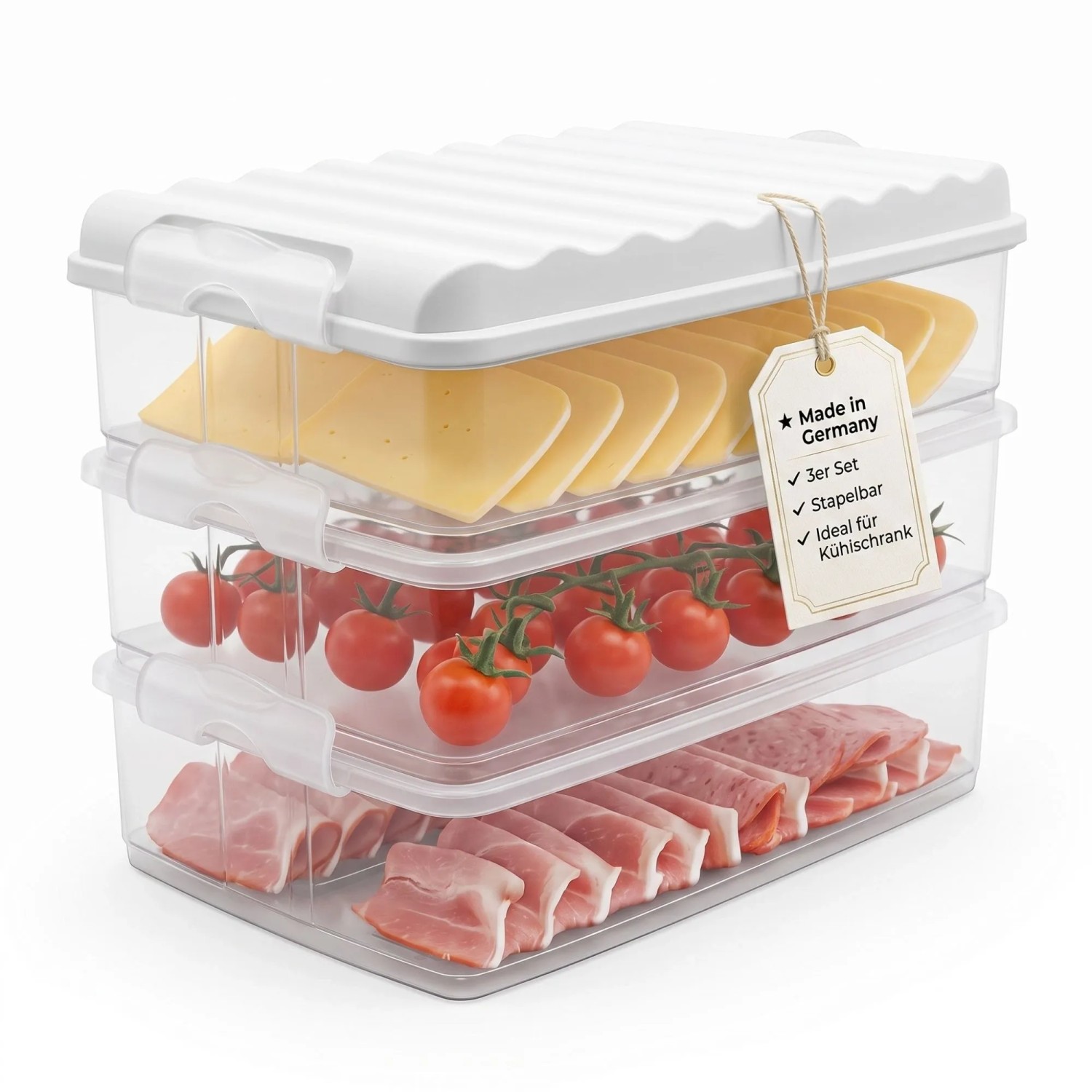 BigDean Aufschnittboxen 3X 2 5L Mit Deckel 6 Teilig Made In Germany Kühlschrank Organizer Stapelbare Aufschnittdosen Wurstdosen Käsedosen Set kaufen bei OBI