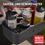 Weber Works: Halterung mit Saucen, Gewürzen und Behältern für Gasgrill Zubehör.