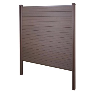 MCW WPC-Sichtschutz Savoie, braunes Basiselement mit WPC-Pfosten zum Einbetonieren, 195 cm breit.