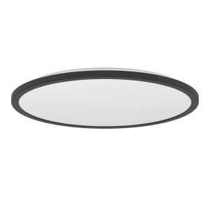 Schwarze, runde LED-Deckenleuchte Rovito-Z von Eglo Connect mit Farbwechsel und App-Steuerung.