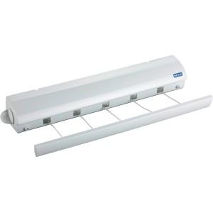 Wenko Wand-Wäscheleine, ausziehbar, weiß, mit 5 Leinen. Platzsparender Wäschetrockner für Bad und Balkon.