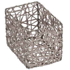 Wenko Aufbewahrungskorb Curly Taupe aus Zellstoff, geflochtenes Design.