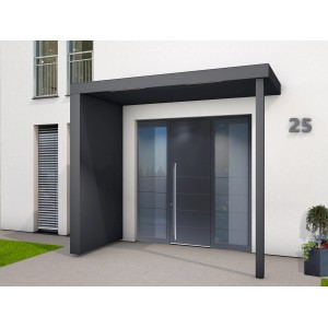 Gutta Rechteckvordach BS PLUS Anthrazit XL 250 x 125 cm Pfosten und Seite Links