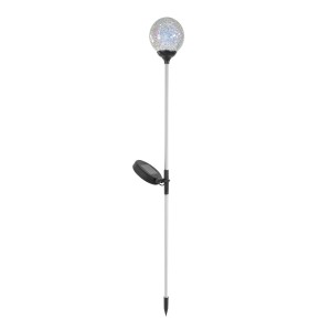 LED-Solarspieß Cori Mosaik Weiß, Edelstahl/Glas, 82cm hoch, für stimmungsvolle Gartenbeleuchtung.
