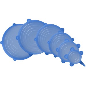 Steuber Silikondeckel 6er-Set, flexible Küchenhelfer in Blau für Schüsseln und Dosen.