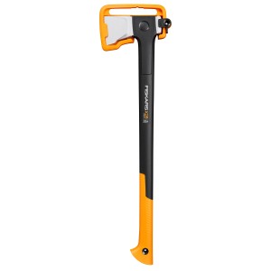 Fiskars Spaltaxt X28 mit M-Klinge, Axt zum Holz spalten mit orangem Klingenschutz.
