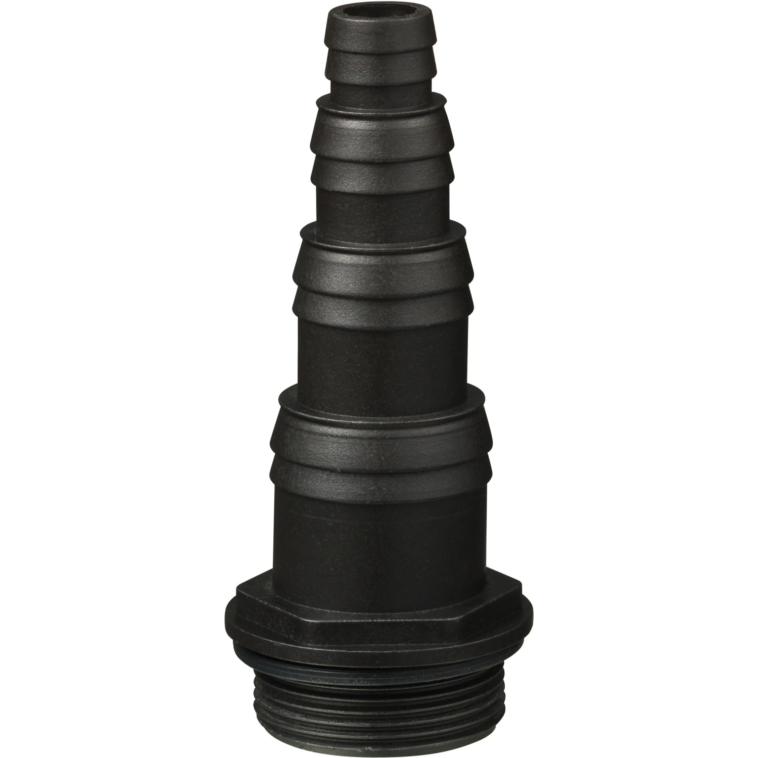Schwarzer Ubbink Cascademax Adapter für Teichpumpen und Bachläufe.