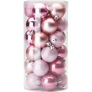 Weihnachtskugel-Set 30-teilig Rosa