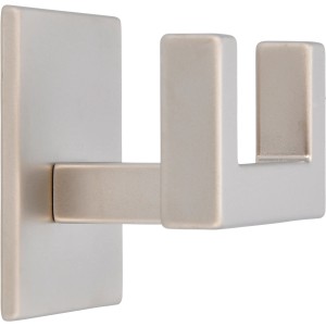 Siro Haken 2331, selbstklebend, nickelfarben matt. Moderner Garderobenhaken aus Metall mit 2 Aufhängemöglichkeiten.