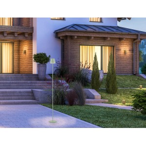 Grüne LED-Akku-Stehleuchte Euria, 125 cm, für Außen- und Innenbereiche.