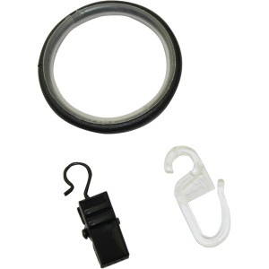 Gardinia Gardinenringe Industrial Home, schwarz, 10er-Set. Ringe mit Gleiteinlage und Zubehör.