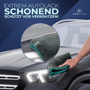 addhome Auto-Mikrofasertuch Set in Nutzung: Lackschonende Autopflege mit weichem Tuch.