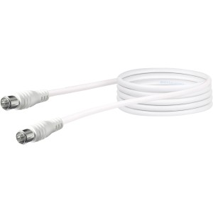 Weißes Schwaiger SAT Anschlusskabel, 3 m, mit Quick-Stecksystem für Audio & Video.