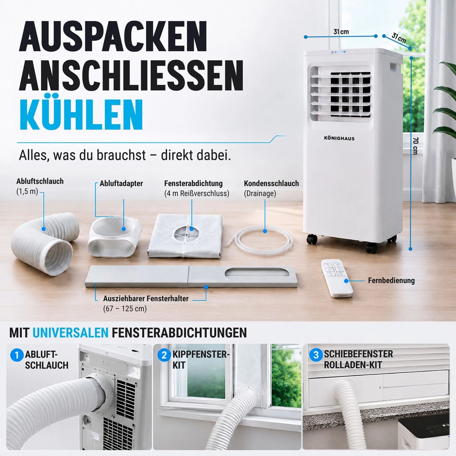Könighaus Klimaanlage KH-AC-7000 Mobil Weiß 7000 BTU_3