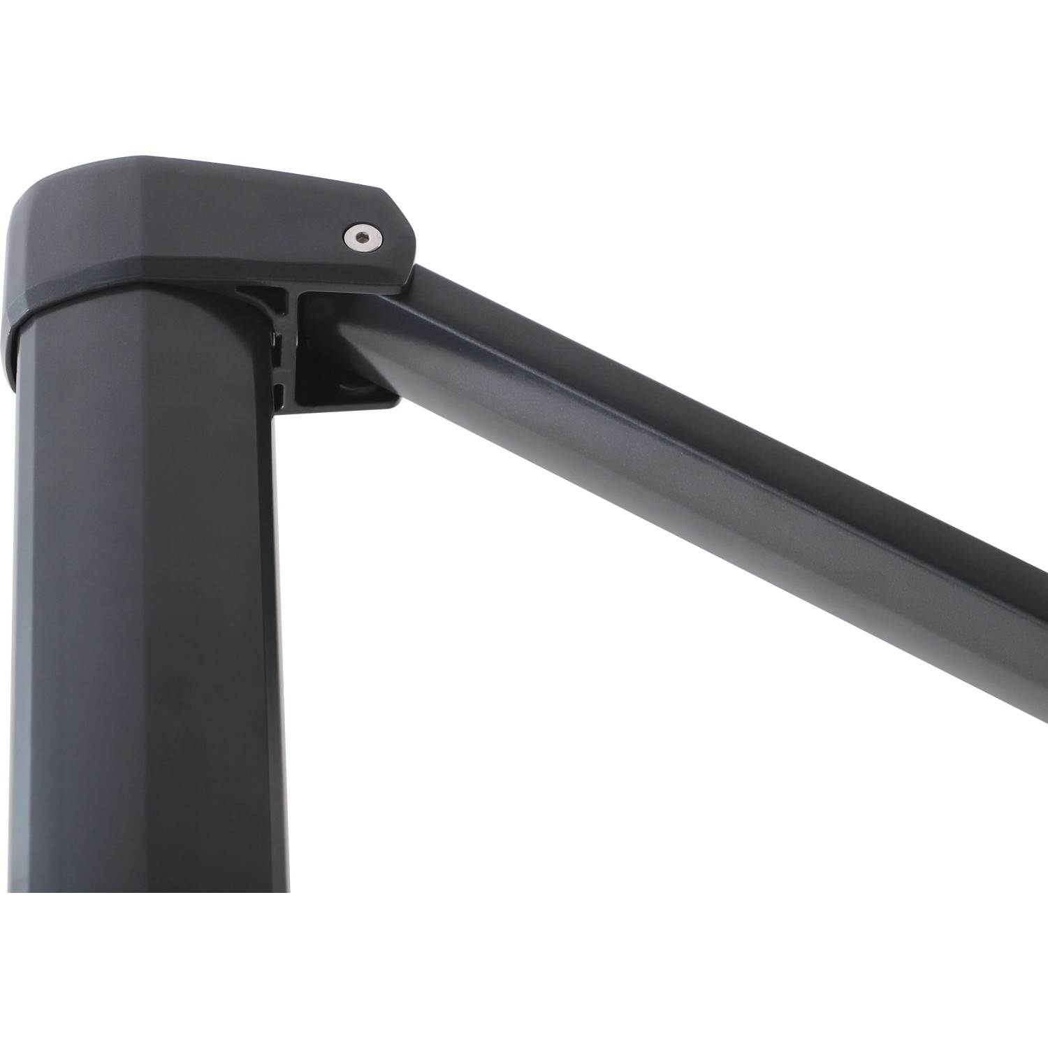 Detailaufnahme: Dunkelgrauer Mast und Arm des Bonbeach Ampelschirms.