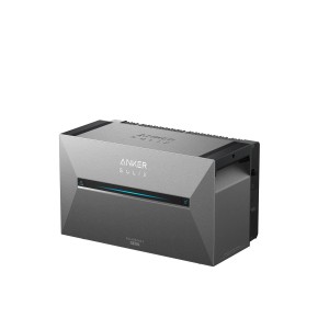 Anker Solix Solarbank 3 Pro für Balkonkraftwerk-Set, graues Gehäuse.