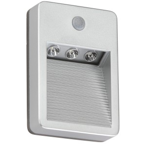 Briloner LED-Außenwandleuchte Lero mit Bewegungsmelder, 3-flammig, silberfarben.