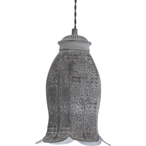 Eglo Pendelleuchte Talbot 1, dunkelgraue Stahl-Hängelampe mit Muster.