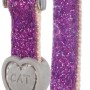 Lila Trixie Katzenhalsband aus Nylon mit Glitzer, Glöckchen und Herzanhänger.