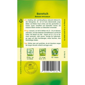 Quedlinburger Borretsch Kräutersamen: Einjährige, dekorativ blühende Heil- und Würzpflanze für den Naturgarten.
