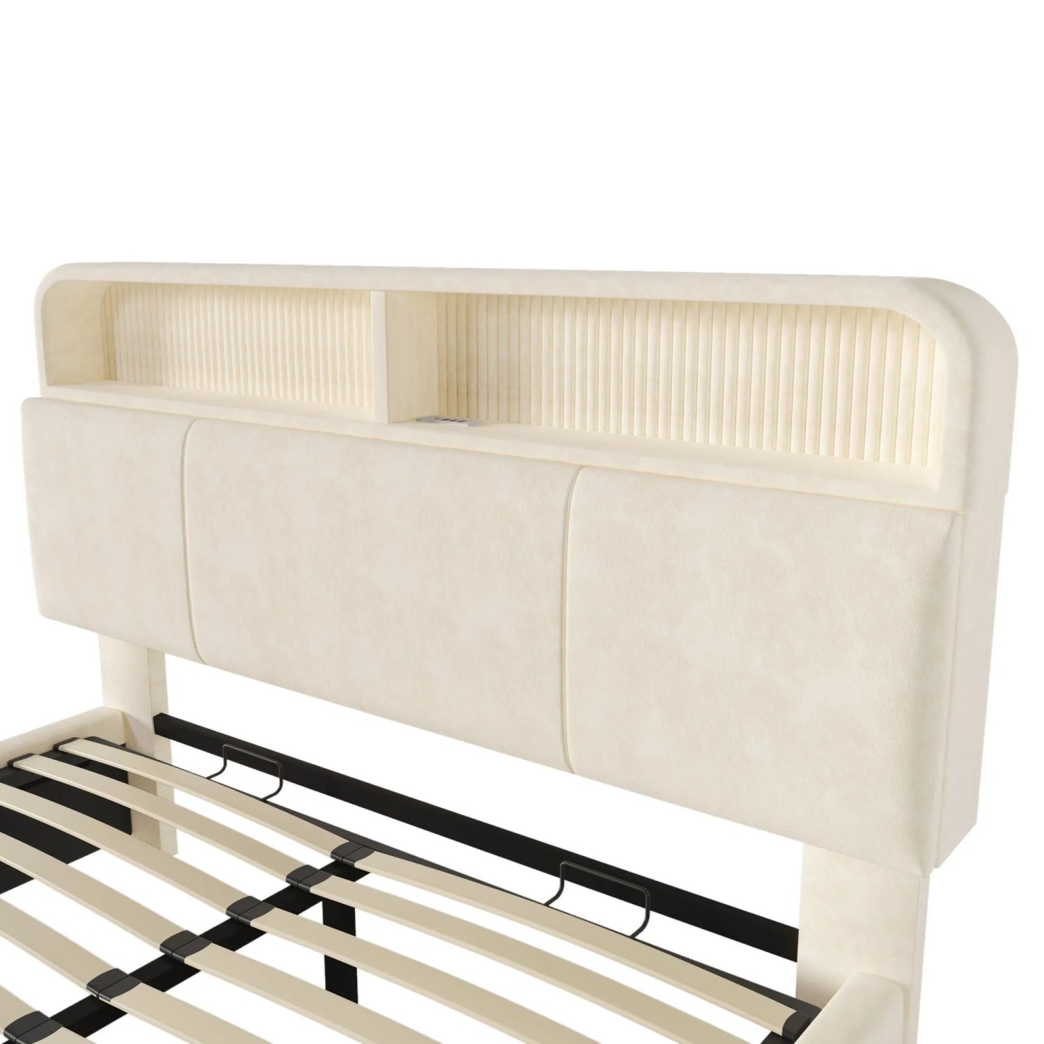 okwish Polsterbett 180x200cm mit Verstellbarem Kopfteil Kinderzimmer Beige ohne Matratze_8