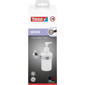 Tesa Moon Seifenspender in Edelstahloptik für Wandmontage ohne Bohren.