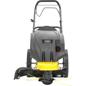 Texas Benzin-Trimmer Pro Trim 600: Freischneider mit Rädern und Trimmerkopf.