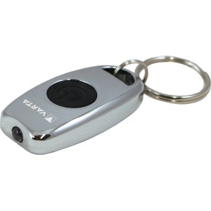 Varta Schlüsselanhängerlicht aus Metall, chrombeschichtet, mit Schlüsselring.