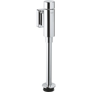 Grohe Rondo Druckspüler für Urinal, Chrom, mit Betätigungskappe und Abgangsstutzen.
