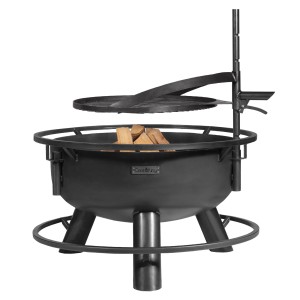 CookKing Feuerschale Bandito mit Zubehör, 80cm, Stahl, schwarz. Inkl. Grillrost und Halterung.