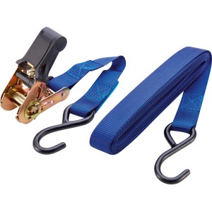 Spanngurt-Set mit Klemmschloss, blau, 4 Stück, zur Ladungssicherung.