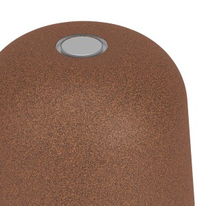 Detailaufnahme: Rostfarbene EGLO MANNERA-S LED Akku Tischleuchte mit Touch-Funktion.