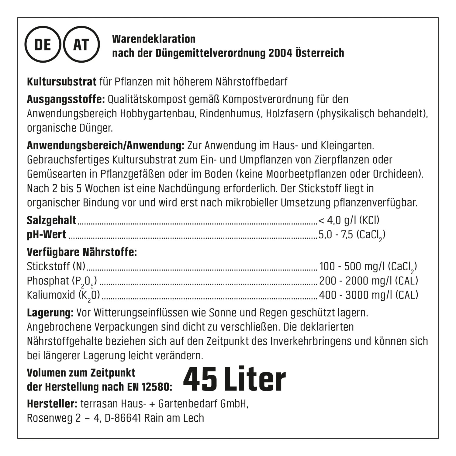 Inhaltsangabe GROW by OBI BIO Blumenerde torffrei, 45l.