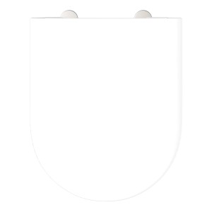 Weißer Schütte WC-Sitz D-Form Pro 5 aus Duroplast mit Absenkautomatik.