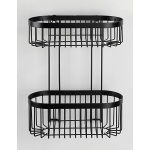 Schwarzes Wenko Wandregal Classic Plus mit 2 Ablagen aus Stahl für Bad und WC.